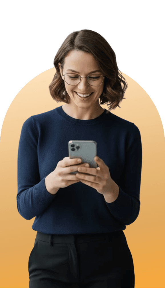 Woman checking campaign results on her phone