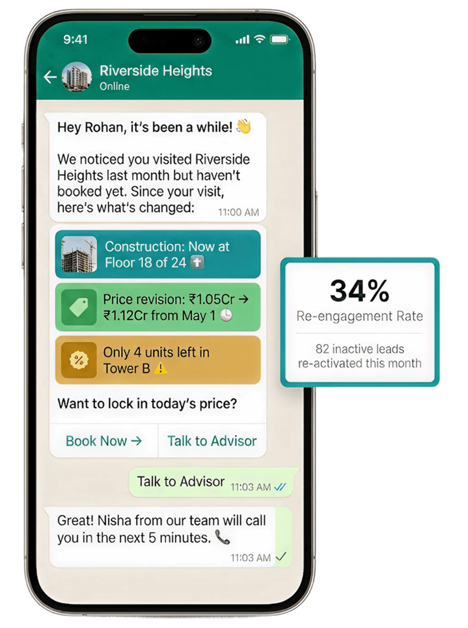 Lead Re-engagement — phone mockup